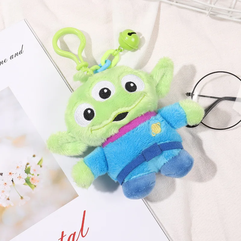 Muñecos de peluche de alienígena de Disney, mochila con colgante de monstruo Kawaii, llavero de muñeca bonita y de dibujos animados, juguetes de peluche para niños, regalo de cumpleaños