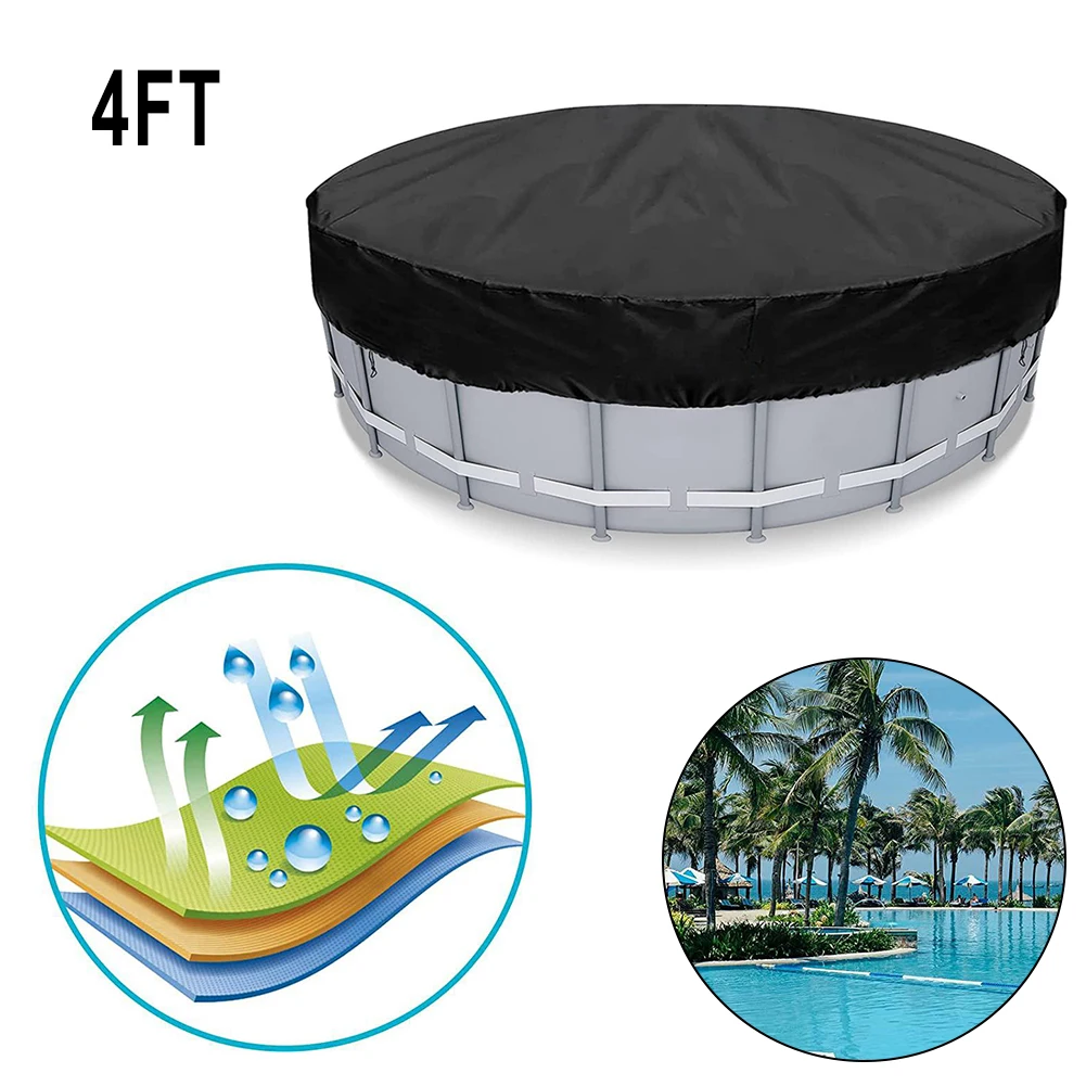 Round Pool Cover for 120cm Inflatable Pool with Secure Rope Attachment to Prevent Displacement in Windy Conditions