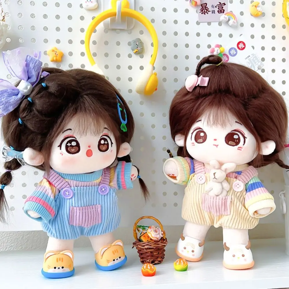 Dress Up 20cm Cotton Doll's Clothes Rainbow Suit Doll Overall Set Multicolor Fashion Star Doll Clothes Cotton Doll Accessories