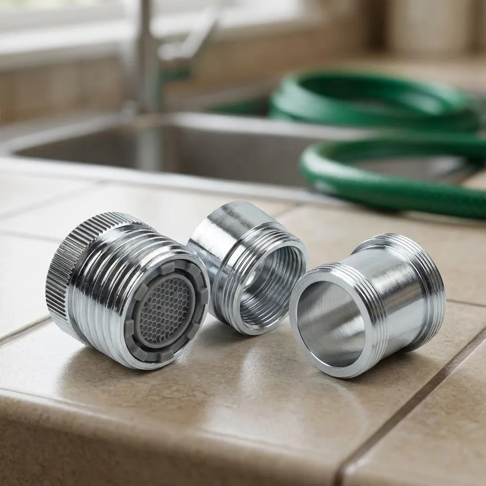 Chrome Plated Solid Brass Adapter Kit for Garden Hose Use Includes 55/64 Female 15/16 Male and G1/2 Internal Threads