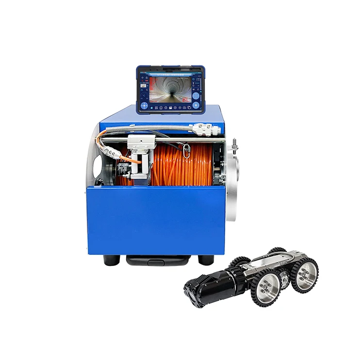 Cámara Robot de inspección con sistema de tubería subterránea IP68, visión nocturna, cámara CCTV sobre orugas con cámaras HD AutoFocus para DN 150-3000mm