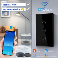 Touch Switch Tuya Smart WiFi Switch RF 433MHz US Standard Wall Panel Touch Switch APP Remote Alexa Google Home Voice Control