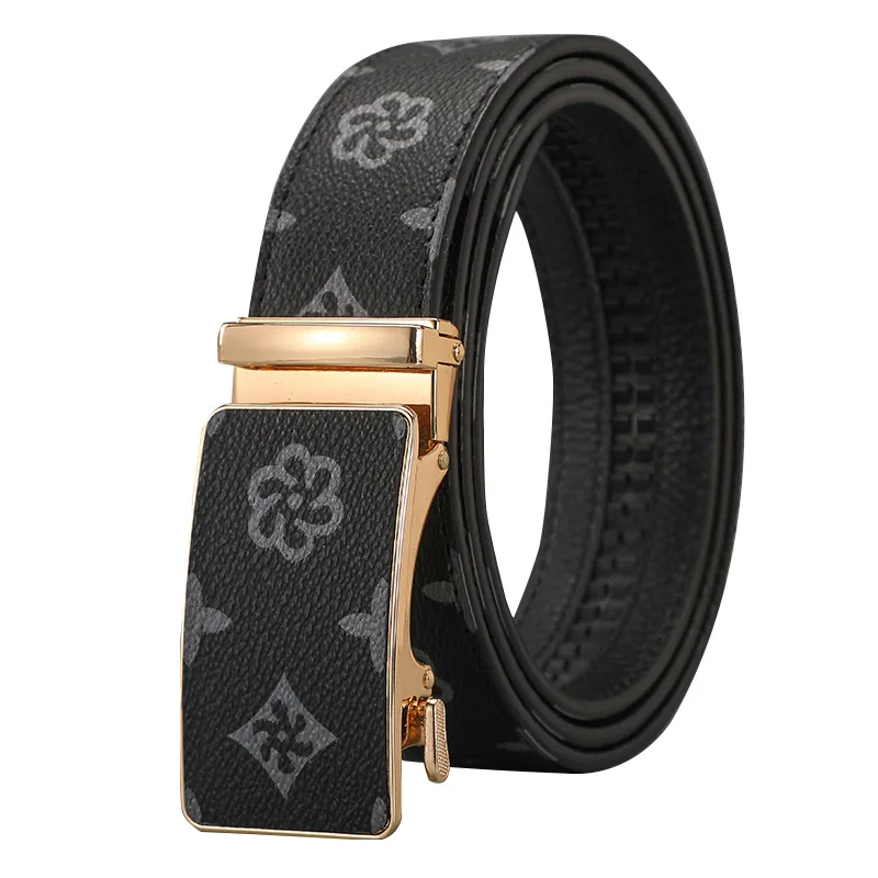 

Original design for men's leather printed automatic buckle leather belt, trendy and versatile for young people, high-end pants