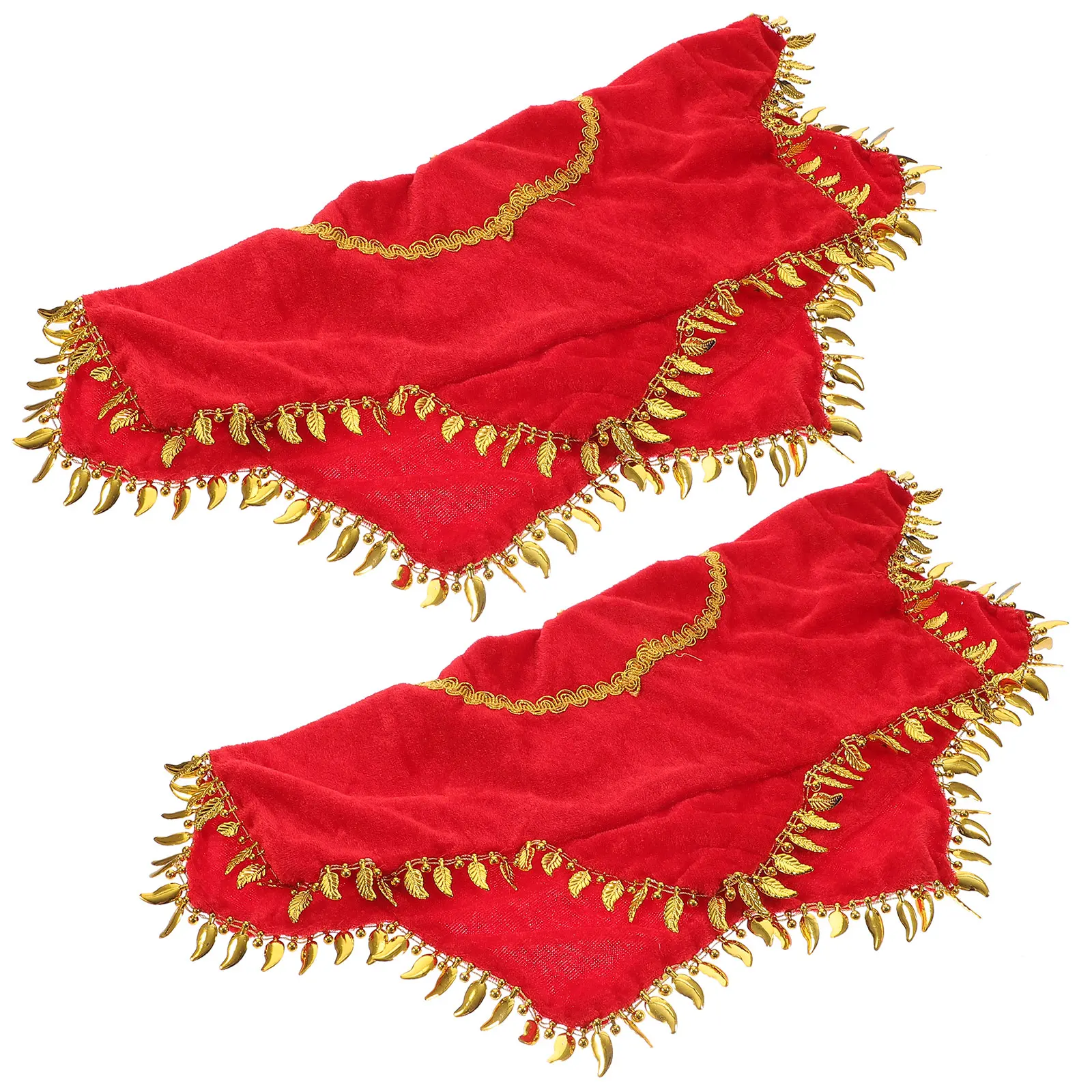 

2Pcs Yangko Handkerchief Dance Prop Professional Cloth Accessory for Stage Performance Bar Party Prom Rotating Red Octagonal