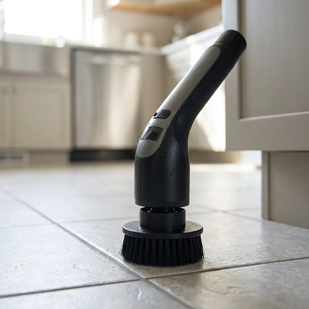Rechargeable Telescopic Cordless Rotating Cleaning Brush Effortless Home Interchangeable Brush Heads Tiles Carpets Hard Floors