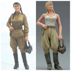 1/35 Resin Model Figure GK Kits History Mini Military Theme 2 Female Soviet Tank Crew Soldiers Unassembled and Unpainted Kit