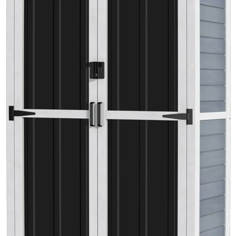 

Wood and Metal Outdoor Storage Cabinet with Waterproof Roof and Secure Lockable Doors, 66 Inches
