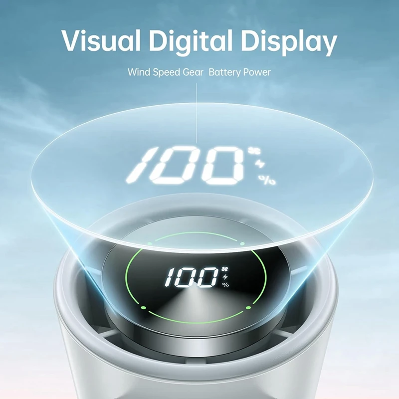 3-In-1 Portable Handheld Turbo Fan, Digital Display, USB Rechargeable Mini Hand Held Personal Fan For Travel, Outdoor