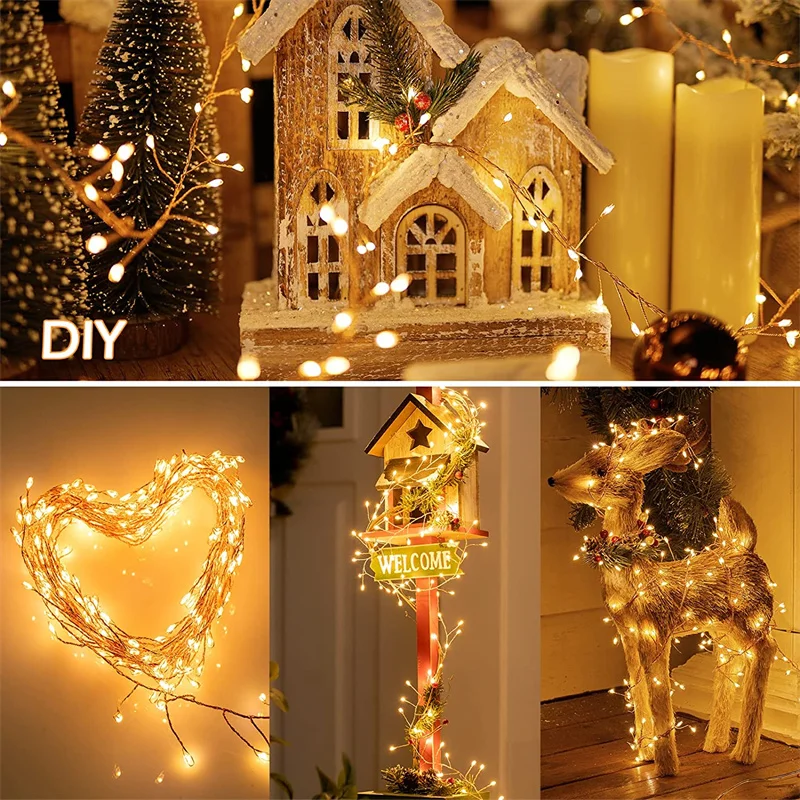 6M/3M/1.5M Copper Wire String Lights Fairy Tale Garland Light String Battery Operated Wedding Party Christmas Home Decoration