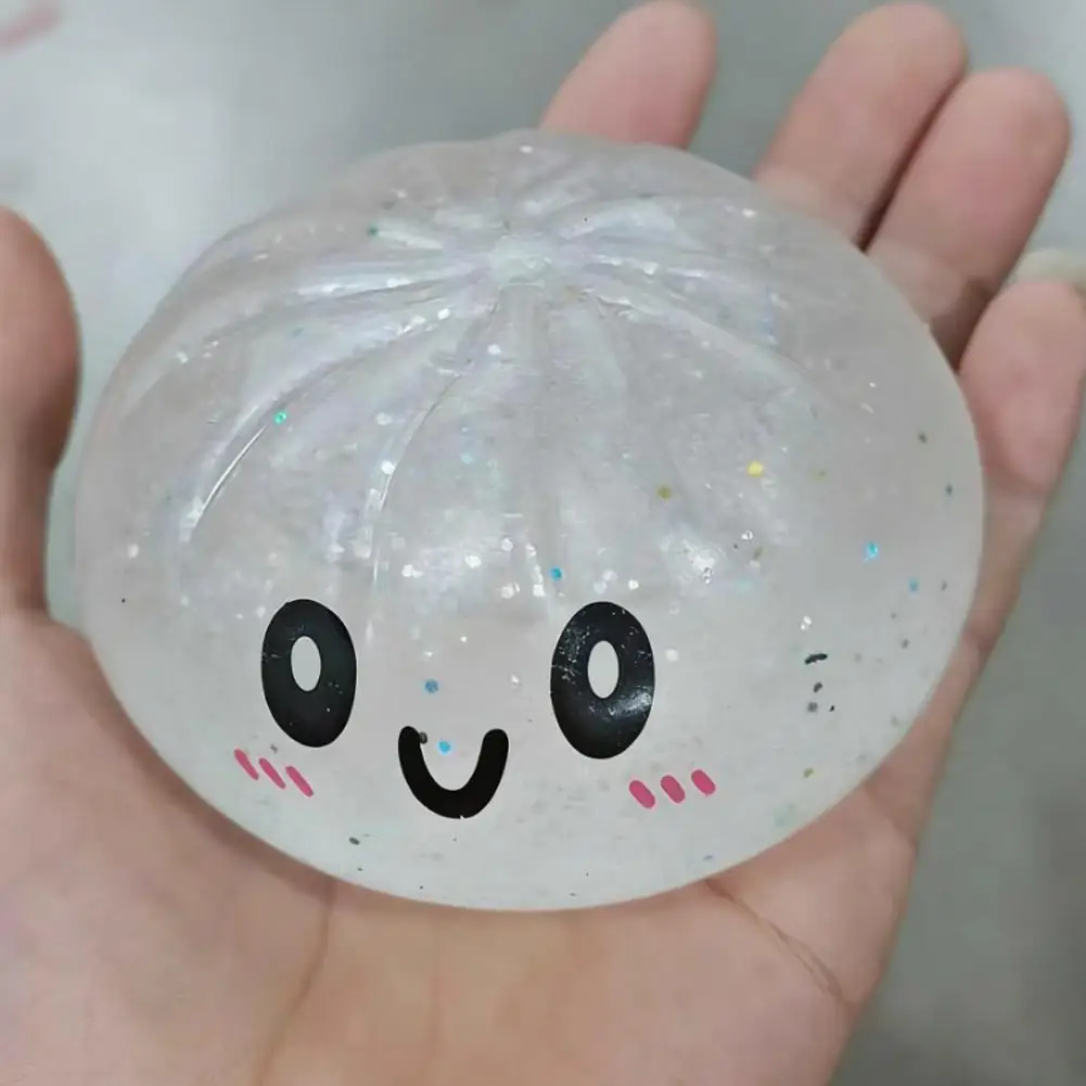 Glitter Dumpling Squishy Toy,with Steamer Box,Cute Colorful Dumpling Squishies Slow Rising Stretchy Toy Anti-Anxiety Desk Gift ﻿