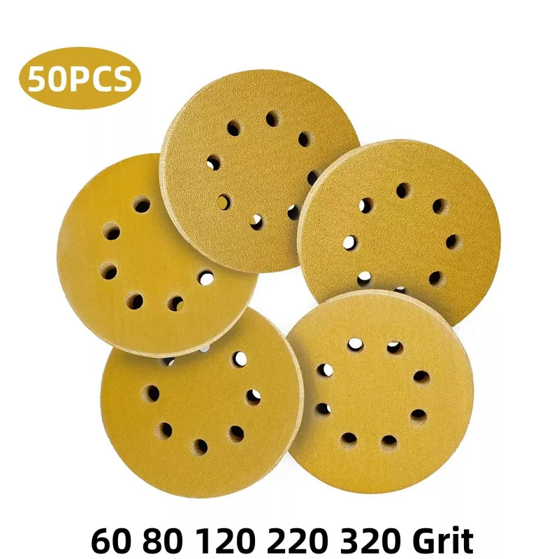 50pcs-set 40sets-carton 5in 60 80 120 220 320Grit Sanding Discs Abrasive Tools Paper Pad for Orbit m18 Sander