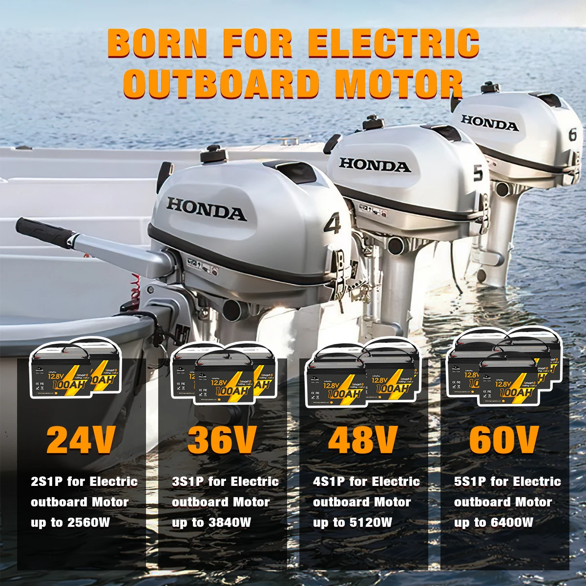 OEM/ODM C-ustomized Electric Boat LiFePO4 Lithium Ion Battery Pack 12V-60V for Boat/RV/ Camper/Car-8000 Cycles 5 Year Warranty