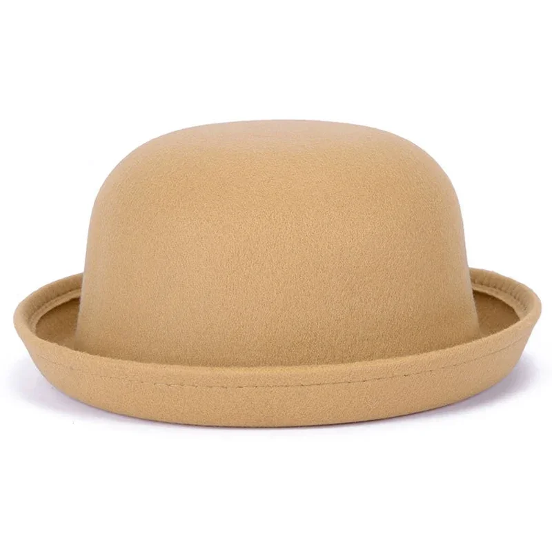 New Adult Children Autumn Winter Woolen Felt Hat Fedoras Warm Soft Formal Princess Hat Casual  Bowler Hat Chapeau