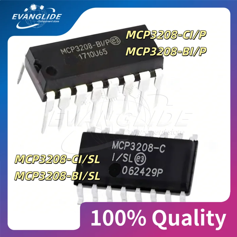 5 PCS/LOT 100%Quality & New MCP3208 MCP3208-CI/P DIP16 MCP3208-CI/SL SOP16 12-bit ADC Chip