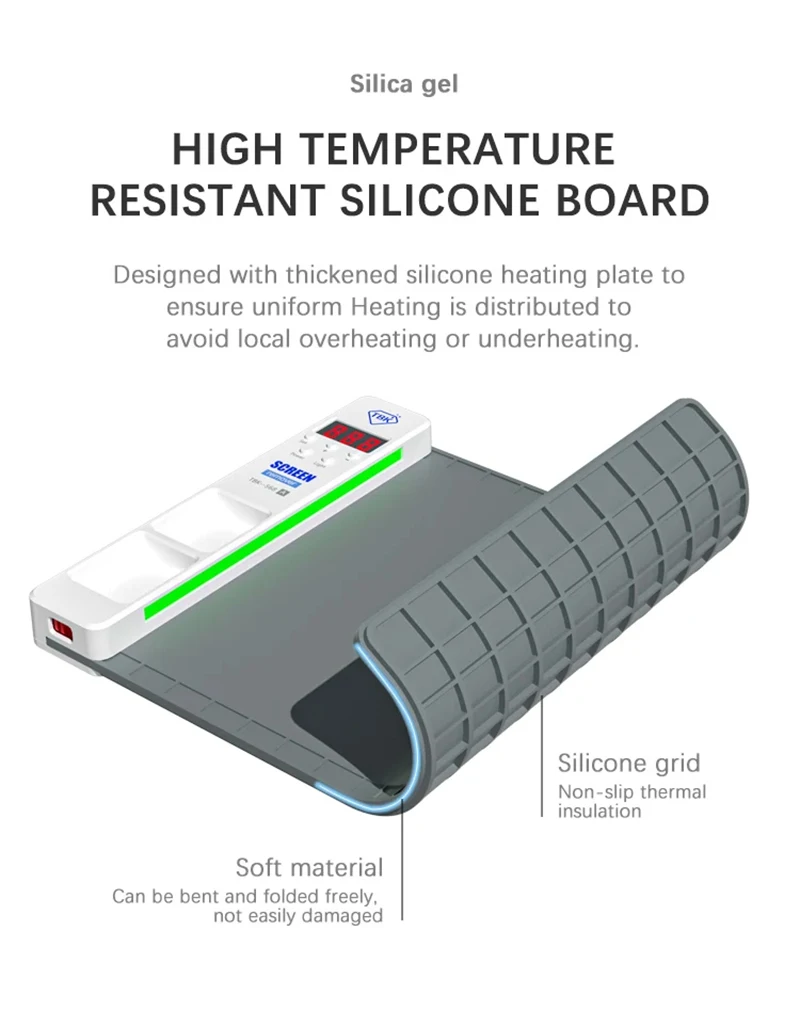 TBK-568A tappetino di preriscaldamento in silicone separatore LCD da 16 pollici per iPhone /Samsung/iPad Display Touch Screen smontaggio tavolo