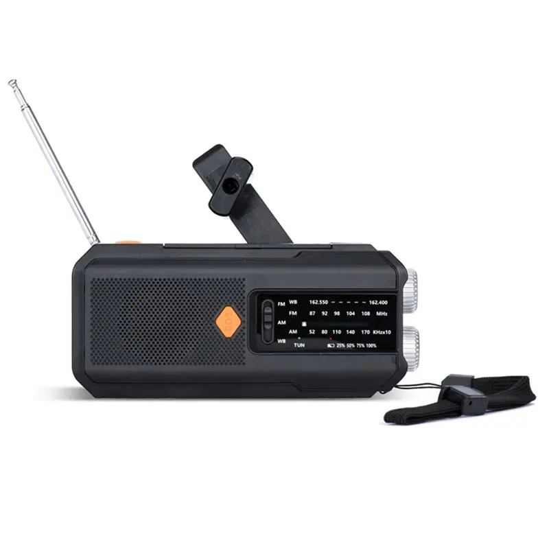 

Portable Emergency Radio Solar Crank Power 5000Mah LED Flashlight Global FM Receiver High Quality SOS Alarm Annunciator-A86G