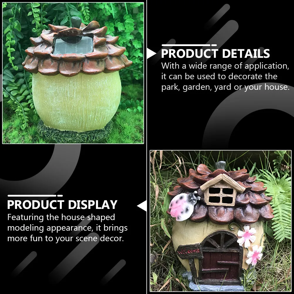 

Creative Solar Garden House Resin Decor Glowing Micro Landscape Ornament Outdoor Yard Porch Path Decorative Lighting Adornment