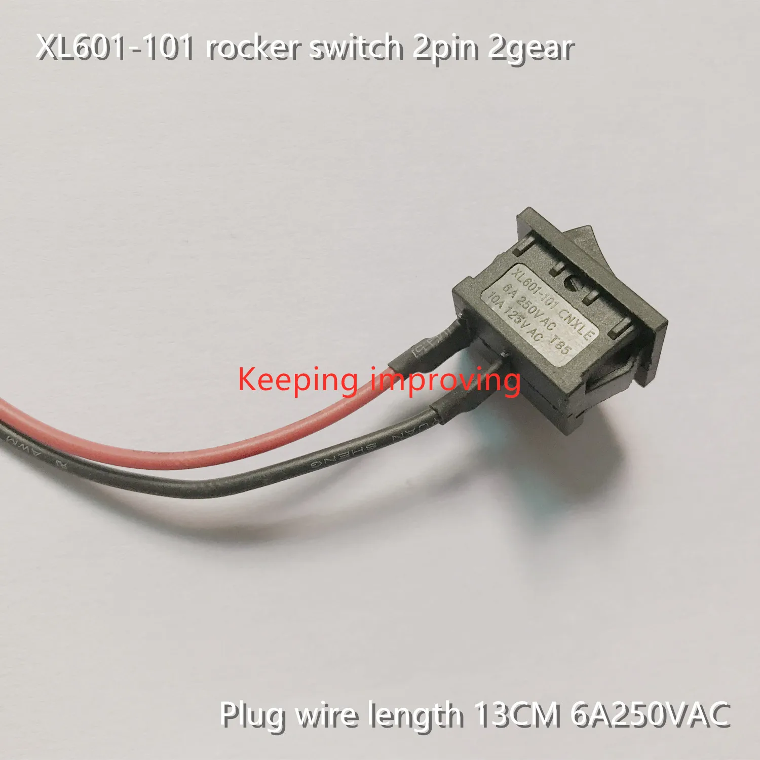 Original new 100% XL601-101 rocker switch 2pin 2gear plug wire length 13CM 6A250VAC