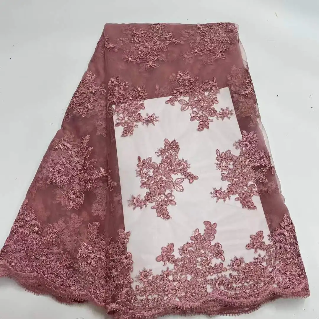 

Dress design Thread embroidery fabric Lines Embroiderd French tulle net lace fabric For Party evening dress wedding dress