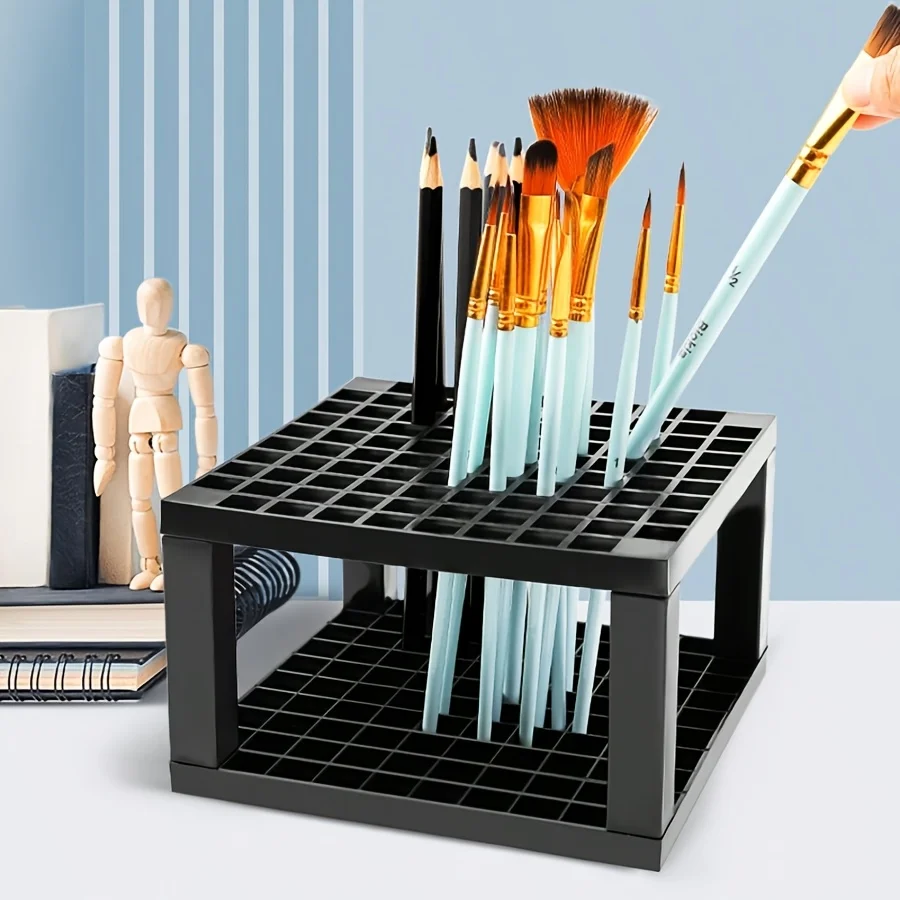 Storage Box 96 Holes Paint Brush Holder Detachable Square Pen Holder Painting Brush Storage Artists Art