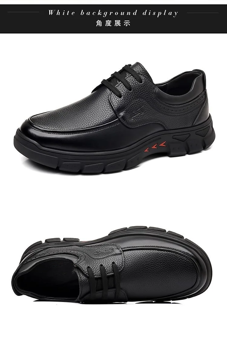 Herren Business-Schuhe mit weicher Sohle, rutschfest, strapazierfähig, Schnürschuhe aus Leder im britischen Stil, lässige, trendige Vater-Schuhe – Detail 24