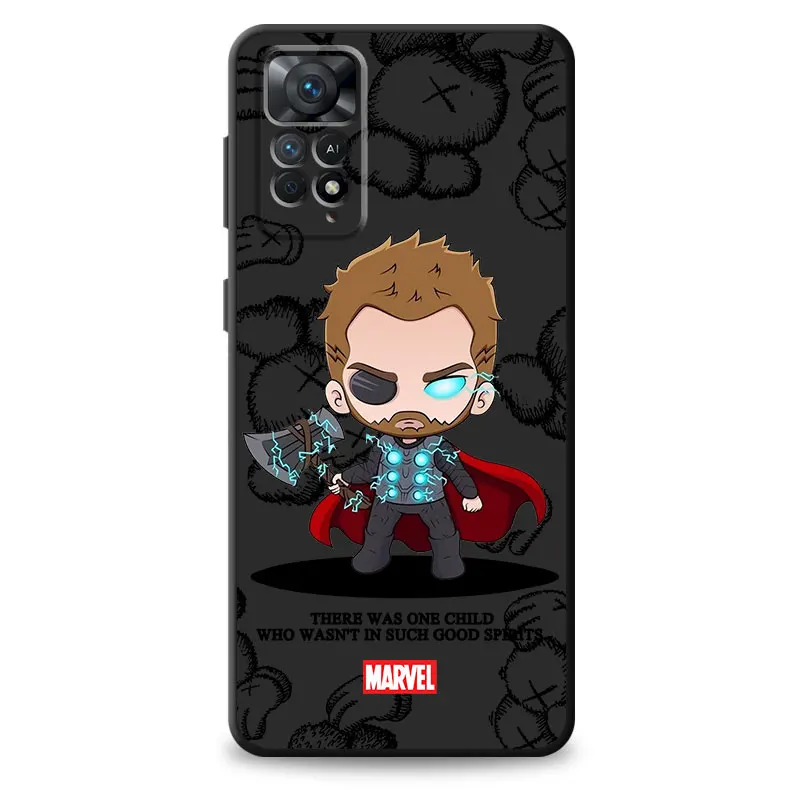 Bear Marvel Ironman Phone Case for  Xiaomi Redmi Note 13 12 Pro 9S 11S 9 11S 10S 11 Pro 10 Lite 8T 8 7 Note10 Bumper Black Bag image 5