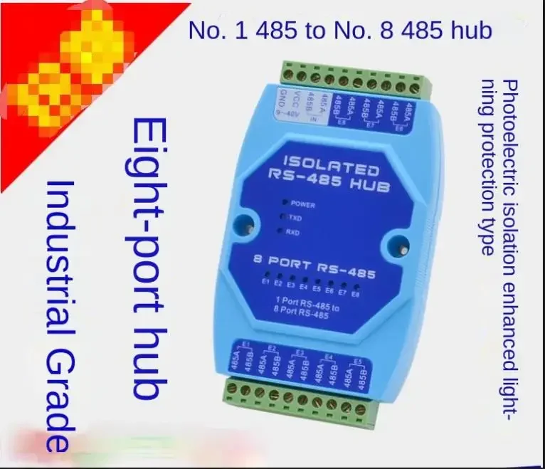 8-port 485 Hub 8-channel Rs485 Splitter 485 Sharer Industrial-grade Photoelectric Isolation Repeater