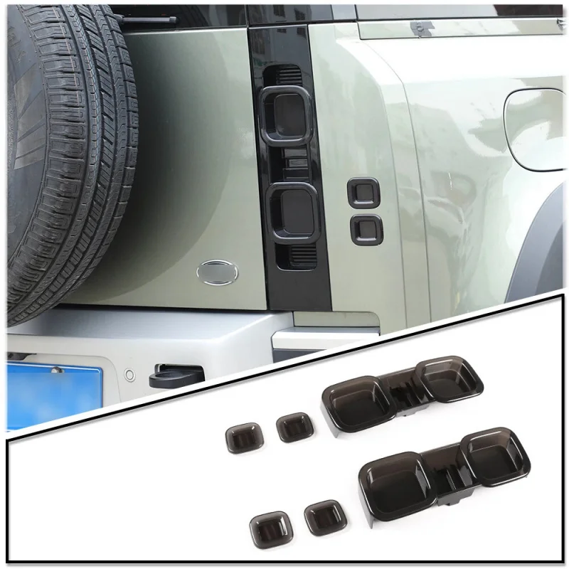 For Land Rover Defender 2020-2023 ABS Tail Light Trim Cover Blackened Shell 6PCS