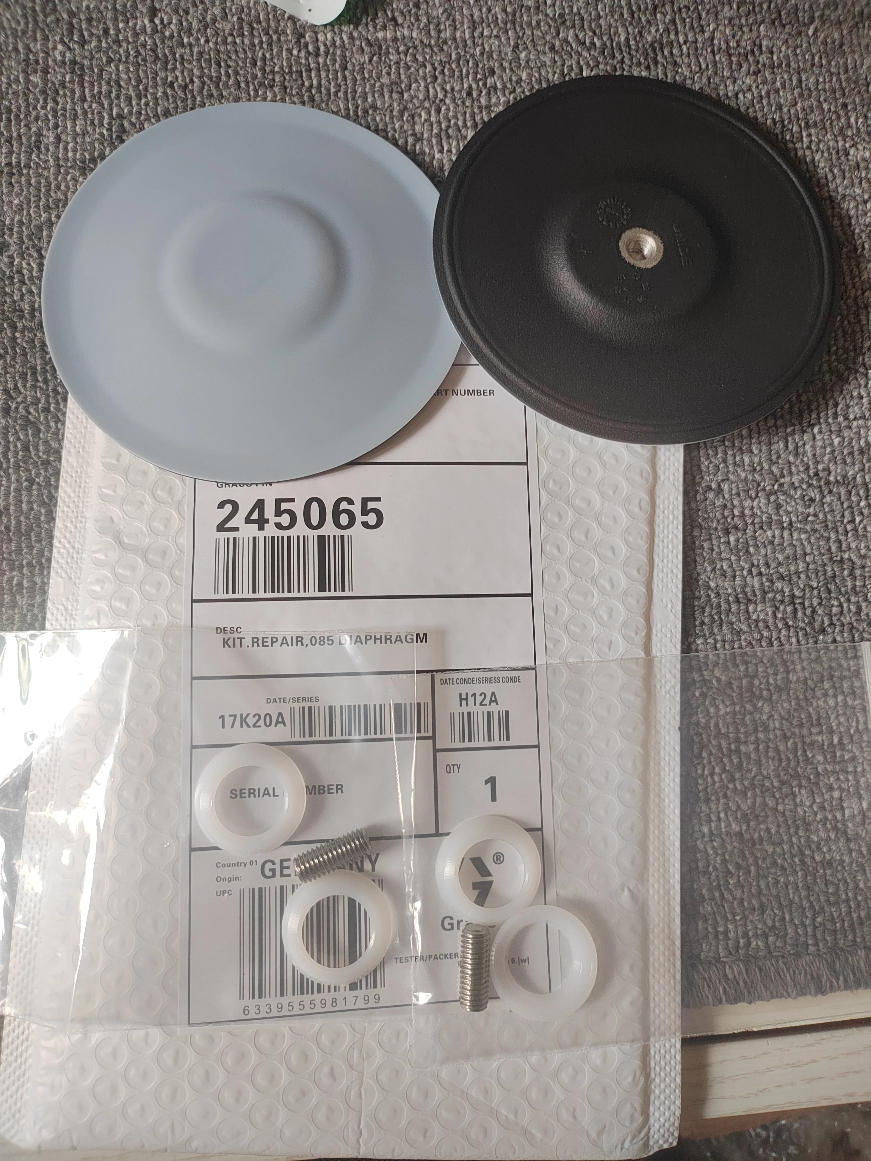 1set for Graco Pneumatic Diaphragm Pump 308 Composite Diaphragm 245065 Repair Kit Rubber plus PTFE Diaphragm Corrosion Resistant