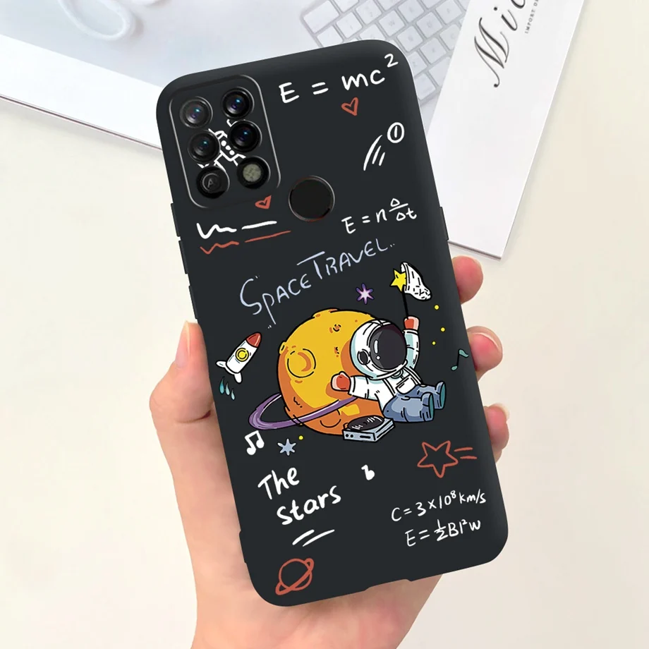 For Tecno Pova Case Tecno LD7 Back Cover Liquid Silicone Soft TPU Bumper Cute Cat Astronaut Pattern Cases For Pova LD7j Housing