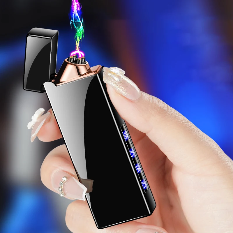 Smart Windproof Touch Lighter Type-C Charging Dual Arc Cigarette Lighter Lighter Power Display Creative Men Women Smoking Gifts
