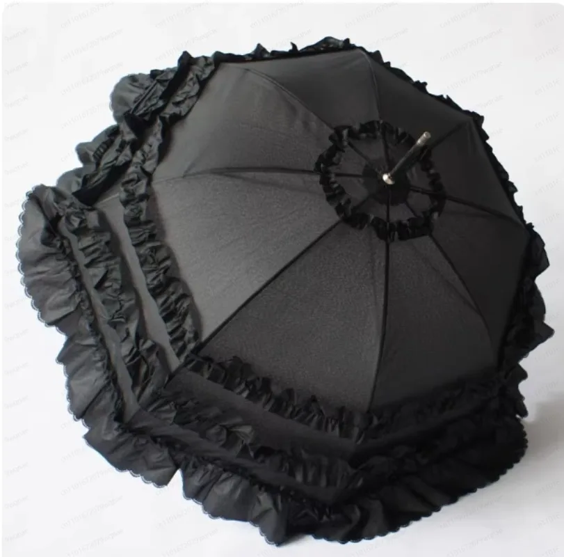 UPF 50+ Lace Parasol, Foldable Anti-UV Travel Umbrella, Compact Rain & Sun Protection for Women
