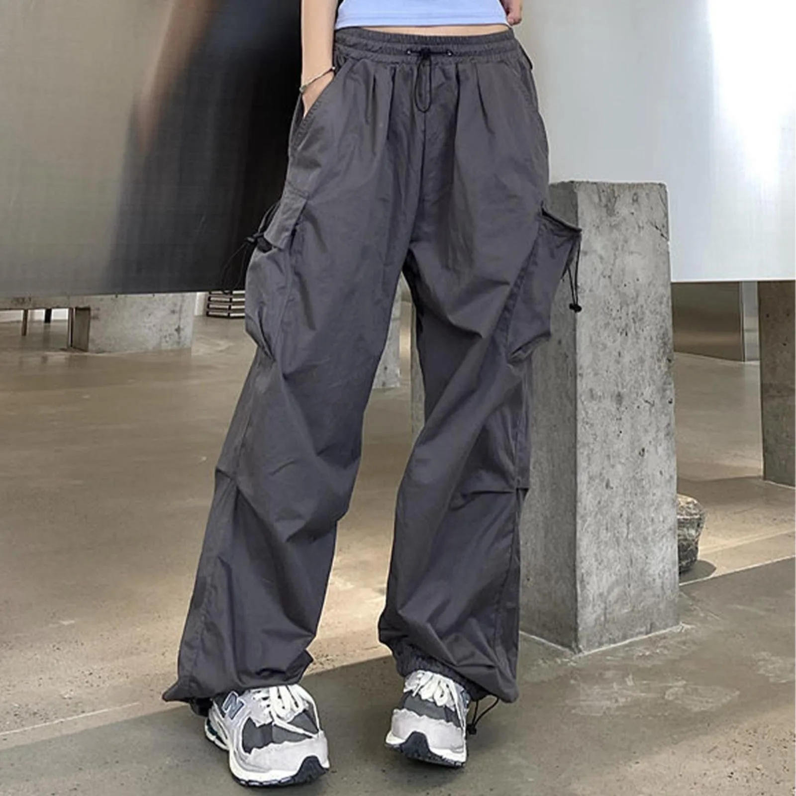 

Cargo Pants Women Baggy Trousers 2024 Autumn Lazy Streetwear Oversized Pants Vintage Casual Elastic Waist Loose Sweatpants Women