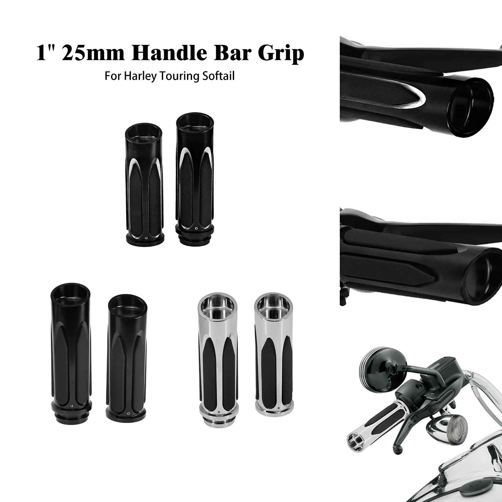 

Motorcycle Electronic Hand Grips 1'' 25mm Handle Bar For Harley Touring Road King FLHR FLHT FLHTK Softail Fat Boy Breakout FLSTF