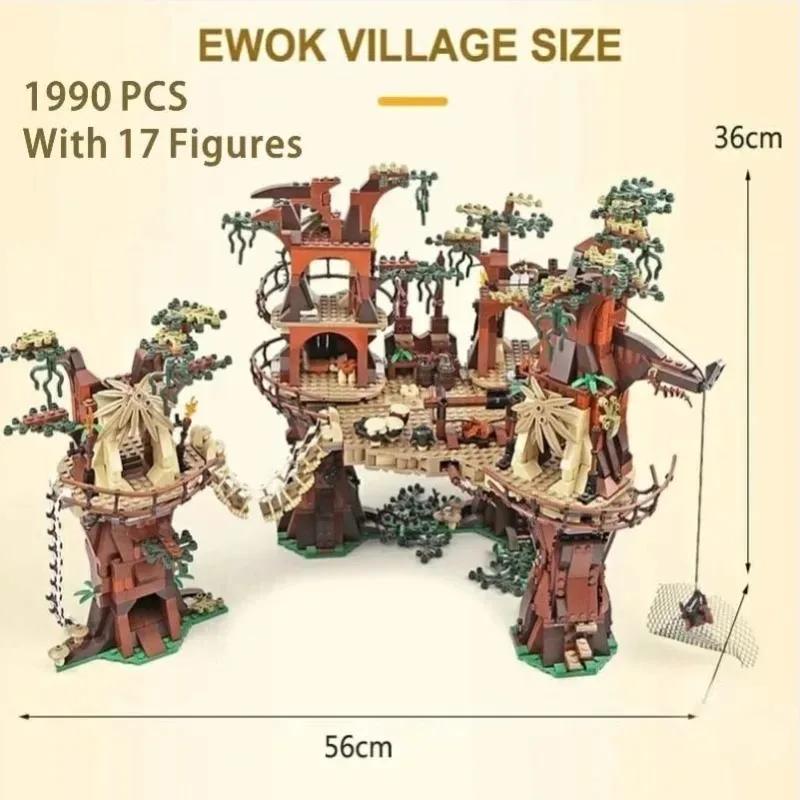 IN VOORRAAD NIEUWE 1990 STKS Star Plan Wars Ewok Village Bouwstenen Speelgoed Bakstenen voor Kinderen Compatibel met 10236 Kerstcadeau