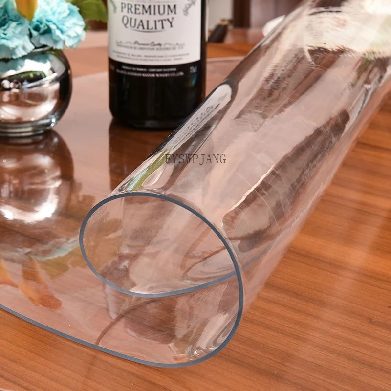 Soft Glass Table Cover Color Transparent PVC Crystal Plate Plastic Table Cloth Waterproof for Home Tablecloths Home Decoration