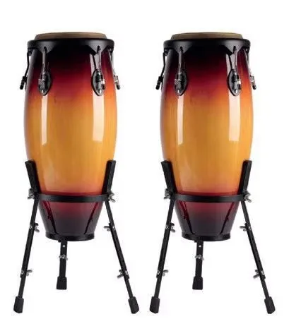 10+11'' Combo Free Stand Fiber Glass Sets With Stand Conga Drum Stand Congas Percussion Orff Latin Drums Buffalo Skin Tambourine