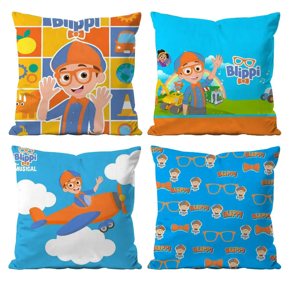 Kwaii Anime B-blippiS Pillow Case Anti-dustmite Pillowcase Invisible Zipper Silky Short Plush Sofa Cushion Cover
