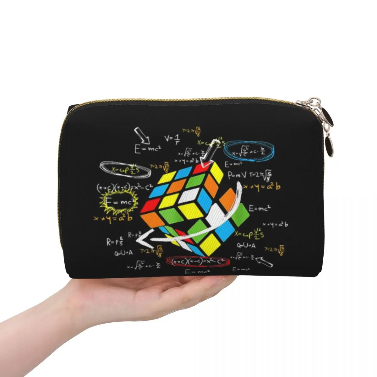 Exploding Rubix Rubiks Magic Cube Math Women Cosmetic Bags Travel Makeup Organizer Pouch Toiletry Storage Dopp Kit Case