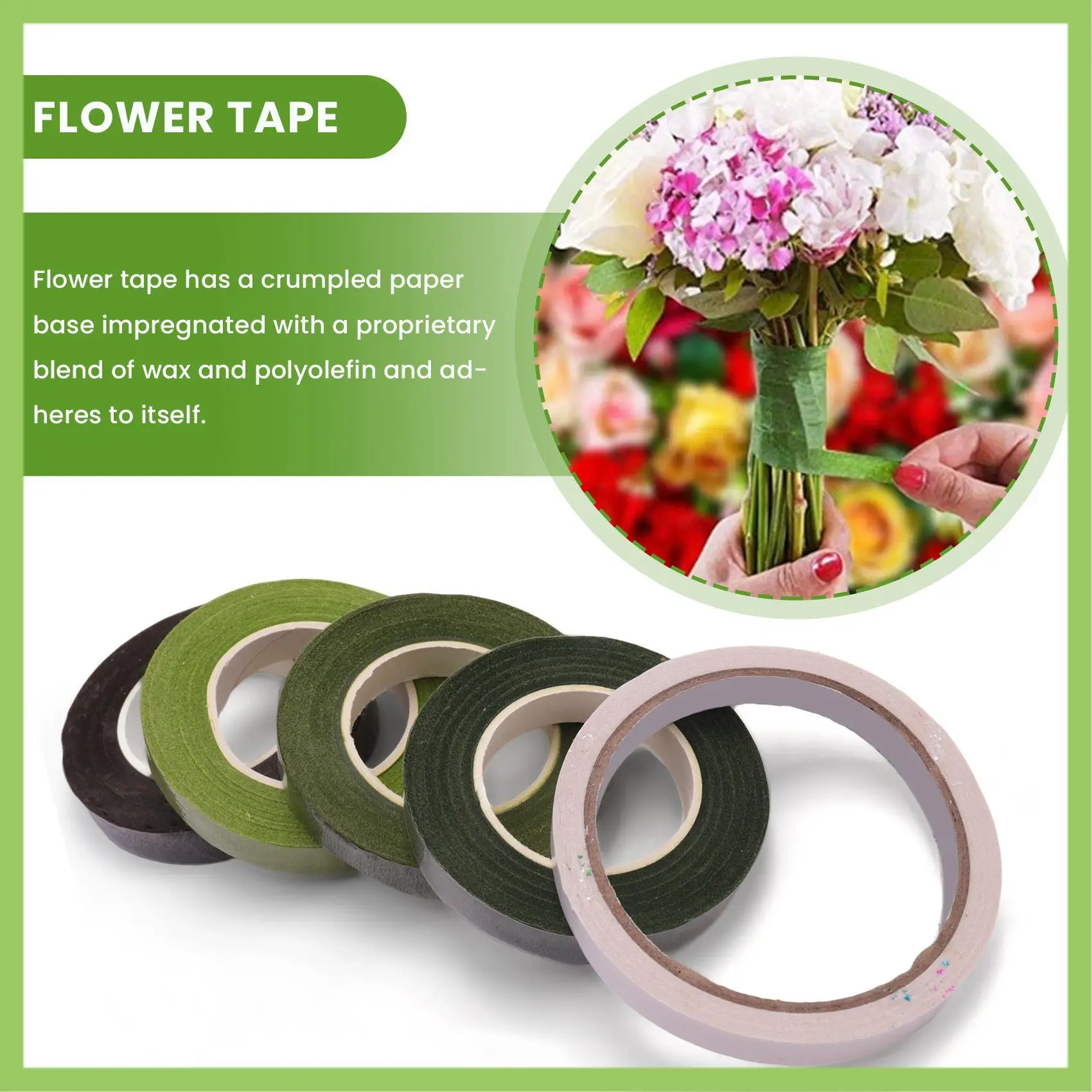 

ABJT-Flower Arrangement Tool Kit,Green Florist Ribbon, Floral Wire, Wire Cutter, Ball Head Pins For Bouquet Stem Wrap Florist