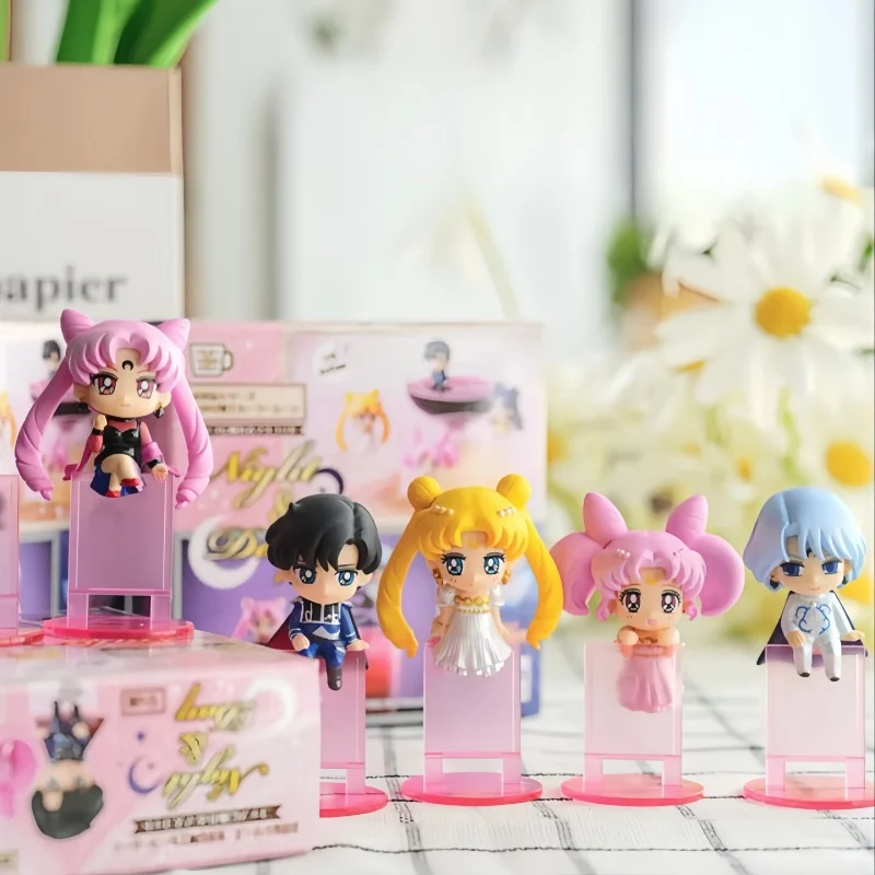 New Hot Sailor Moon R Night & Day Pvc Figures Toys 6pcs/Set Serenity Black Lady Small Lady Chiba Mamoru Diamond Toy Holiday Gift