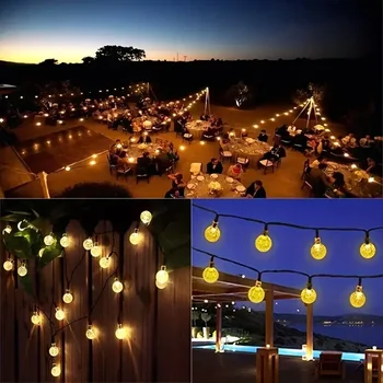 Solar Bubble Balls Lamp String Lights Outdoor Water Drops Outdoor Waterproof Orb…