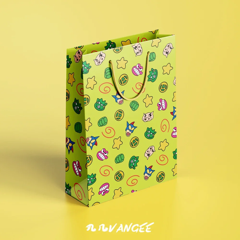 

Cute Crayon Shin Chan Comic Kawaii Green Tote Bag Dynamic Superman Buriburizaemon Gift Bag Cute Cartoon Large Capacity Paper Bag