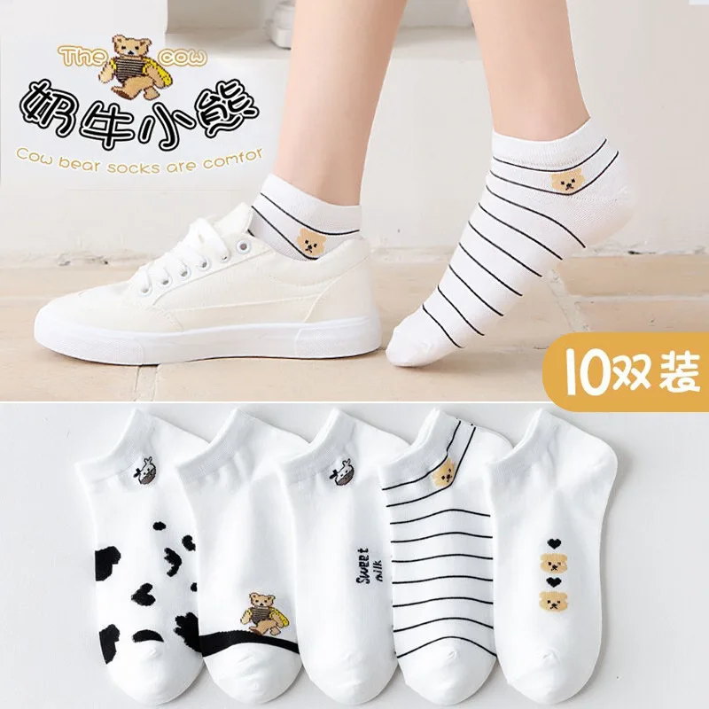 Socks, Women's Socks, Summer Thin Cotton Socks, Low-top Spring and Autumn Anti-odor Breathable Short Cute Socks