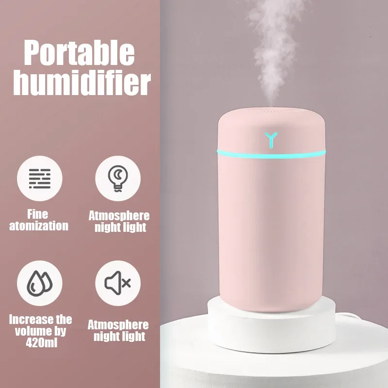 Portable 420ml pelembap udara penyebar Aroma minyak untuk rumah mobil-usb dingin penyemprot kabut dengan lampu malam warna-warni Difusor ml bau