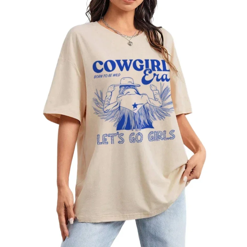 

Cowgirl Era Graphic Tops Vintage Aesthetic Country Music Tshirts Western Rodeo Cute Howdy T-Shirt Women Retro Boho Tee Oversized