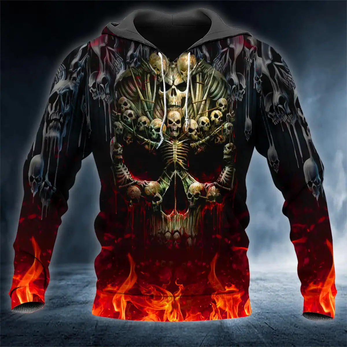 Männer Hoodies 3D Druck Horror Flaming Schädel Grafik Mode Neue Stil Casual Pullover Persönlichkeit Oversize Männer Kleidung Tops