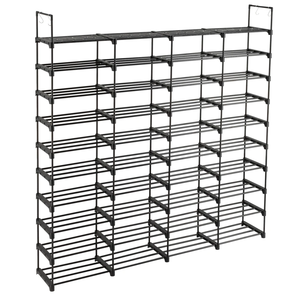 10 Tiers Shoe Rack With Hooks Shoe Shelf Storage Organizer For Entryway Holds 72 Pairs Shoe (167 X 28 X 175cm)