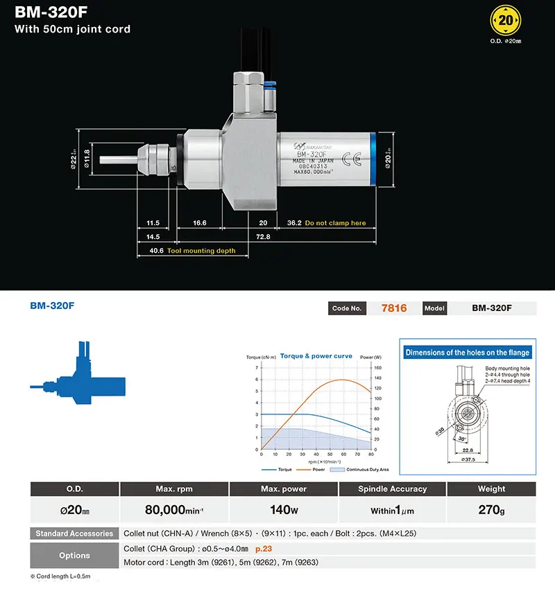 BM-320F Japan Nakanishi core walking machine small electric spindle high frequency milling