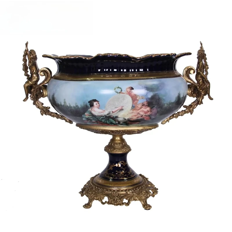 Cabinet decoration flower pot with lace table item ornament exquisite vase decoration home decoration